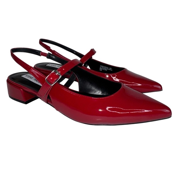 Steve Madden Yourk Red Patent Sling Back Pointed Toe Shoe - Picture 1 of 17